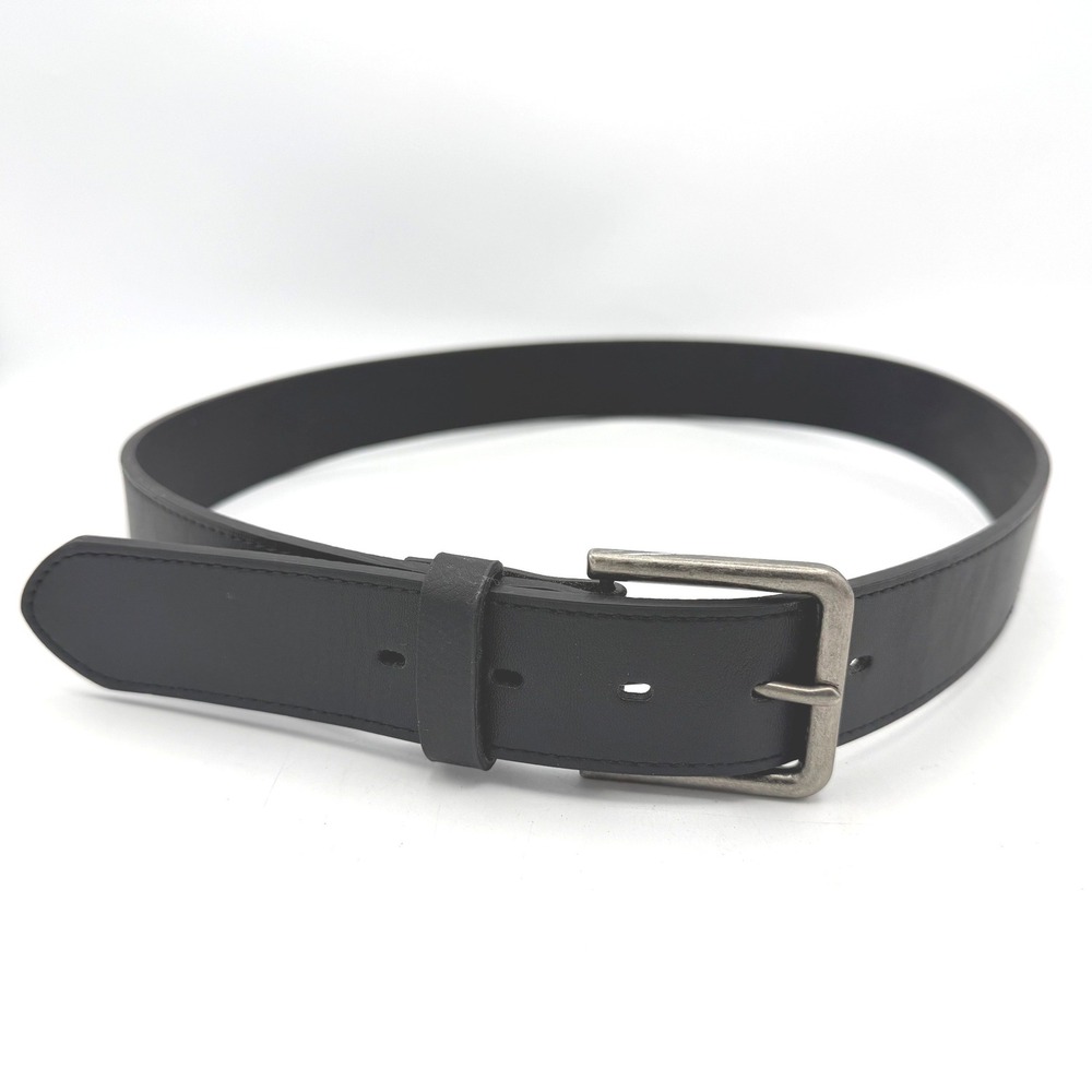 George Belt Mens Size 36 Faux Leather Black 38mm Single Prong Buckle Casual